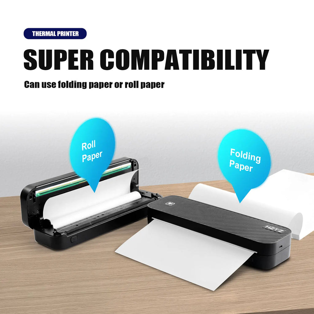 Inkless Portable A4 Thermal Printer Bluetooth PDF Excel Word Document Printing Machine Paper Roll For Office Work Home School