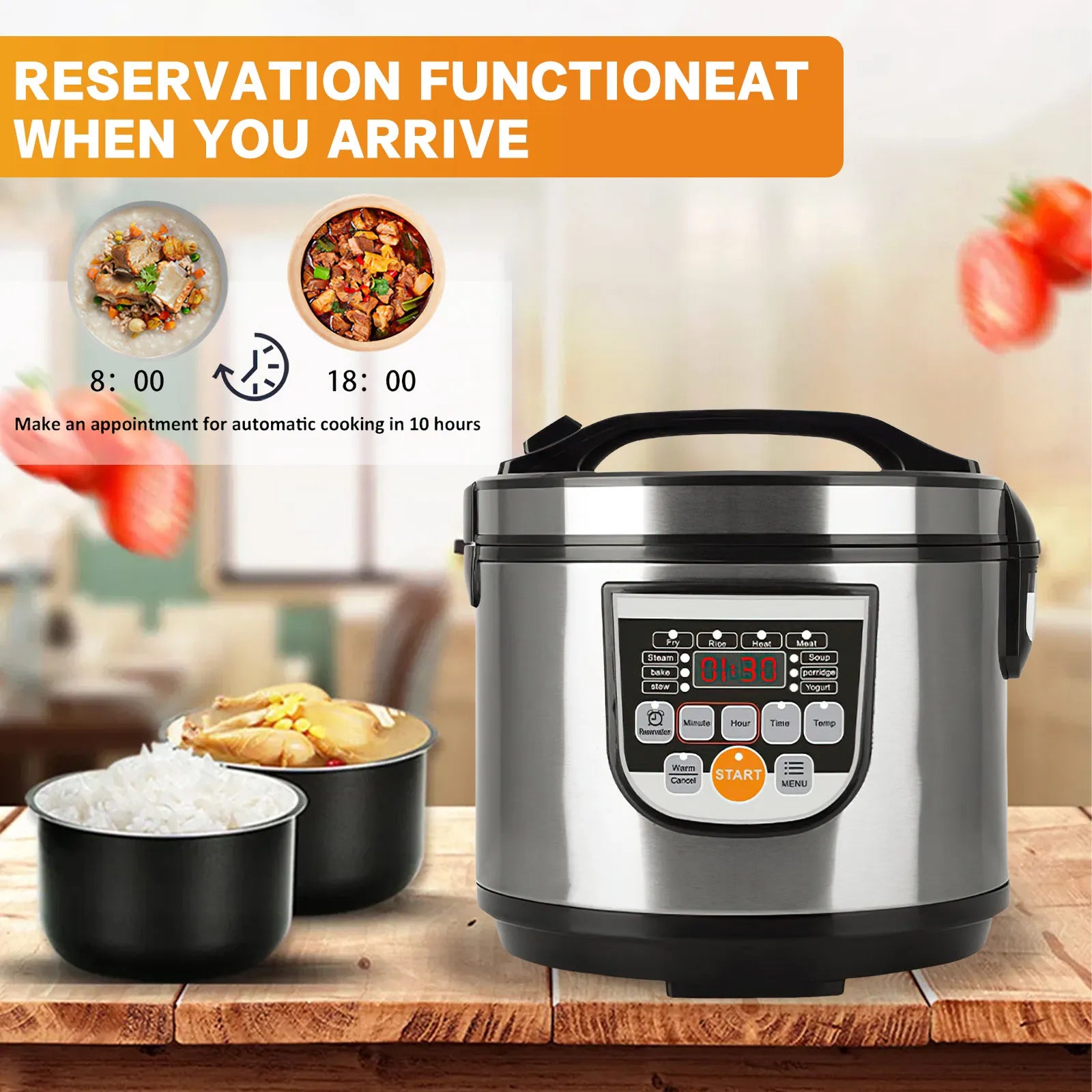 OWJHE 5LElectric Pressure Cooker Stainless steel Smart Multicooker for Kitchen Slow Cooker Rice Cooker Steam Pot Food Warmer220V