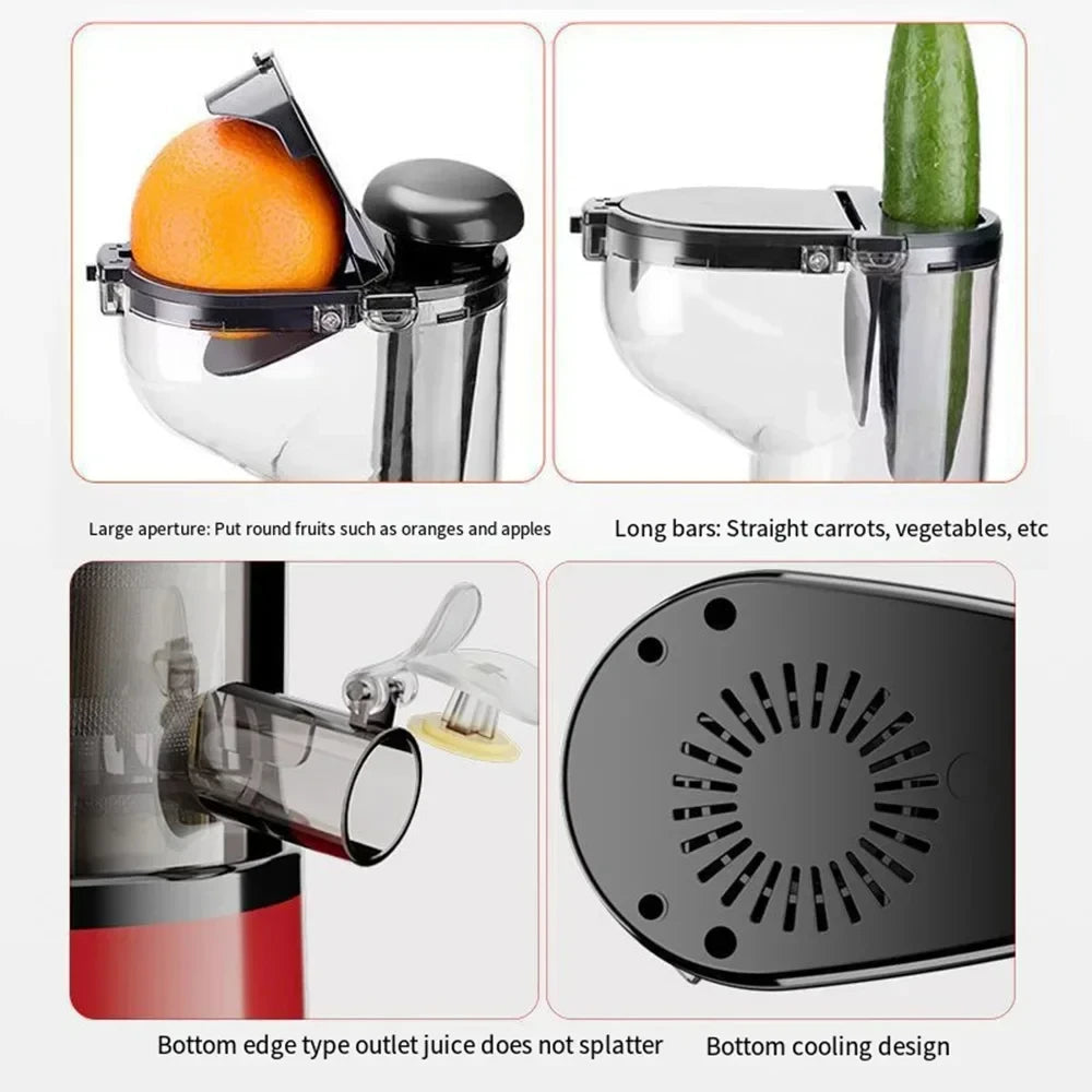 Cold Press Juicer,with large caliber Feed Chute,Fit Whole Fruits & Vegetables,High Juice Yield,BPA FREE Slow Masticating Juicer