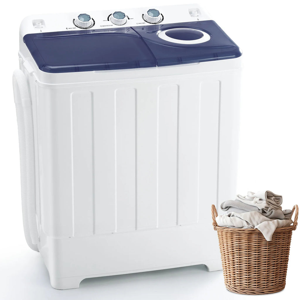 Portable Washing Machine Twin Tub - Compact Washer and Dryer Combo with Drain Pump - Mini Laundry Machine for Apartments, Dorms