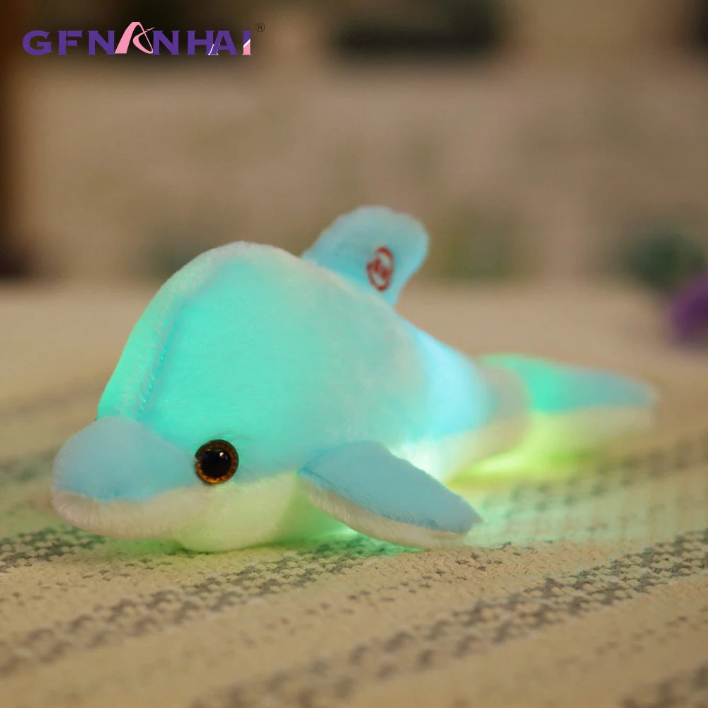 1pc 32cm Colorful Glowing Dolphin Plush Toy Kawaii Luminous Plush Dolls Stuffed Doll with Led Light Cute Gift for Kids Girls