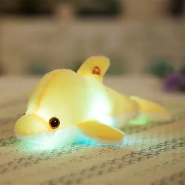1pc 32cm Colorful Glowing Dolphin Plush Toy Kawaii Luminous Plush Dolls Stuffed Doll with Led Light Cute Gift for Kids Girls