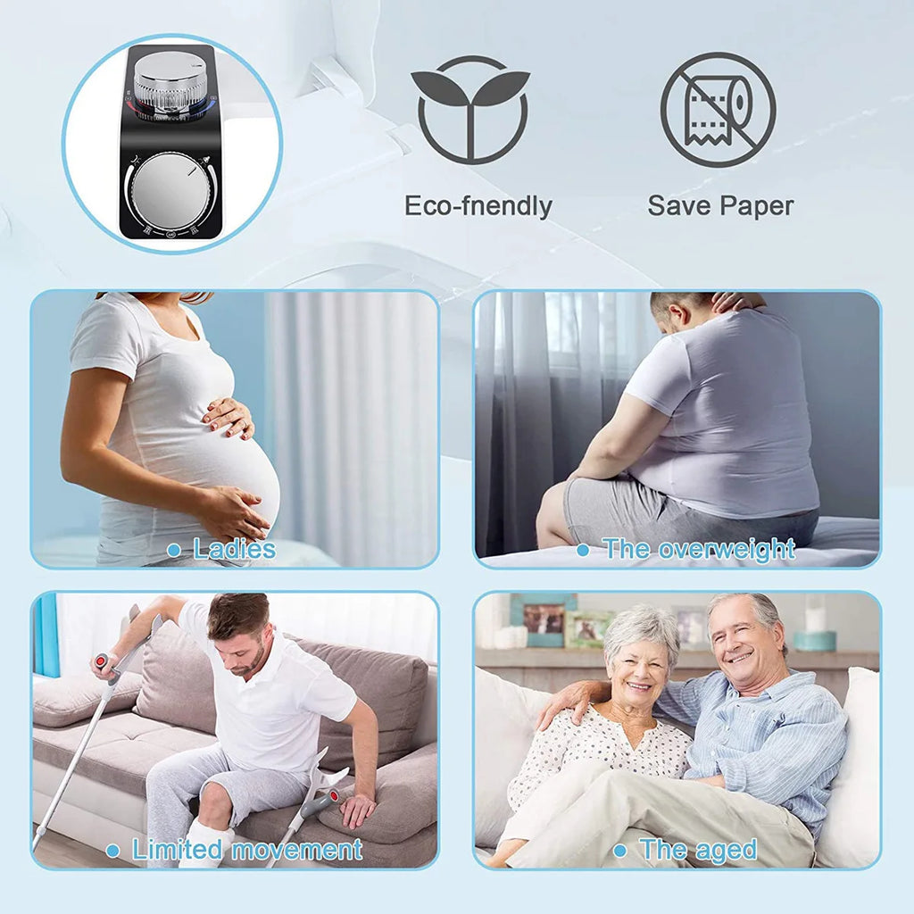 Bidet Toilet Seat Attachment Non-Electric Self-Cleaning Dual Nozzles Wash Hot Cold Mixer Water Lady Bathroom Accessories Sprayer