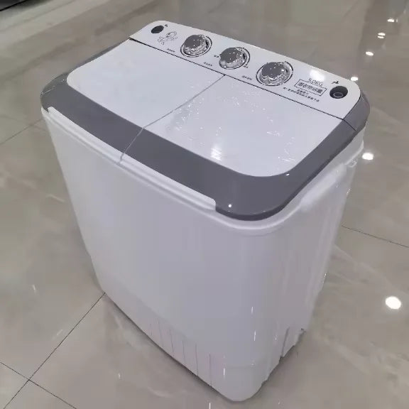HOT 5kg Semi-automatic Double Cylinderwave Wheel Large Capacity Washing Machine Double Cylinder Household Mini Washing Machine