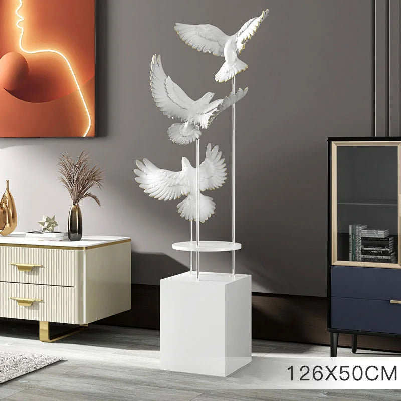 Modern Large Bird Floor Sculpture Home TVCabinet Decor for Living Room Entryway Office Waterproof Art Statue with Anti-Slip Base