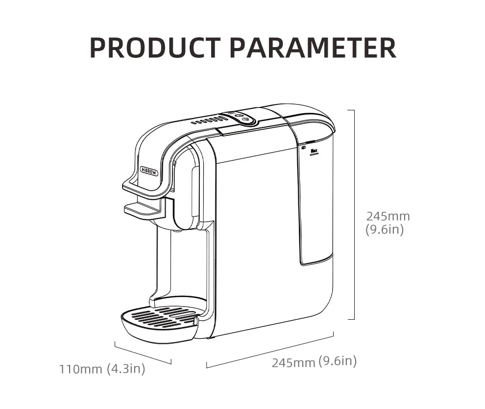 HiBREW 5 in 1 Multiple Capsule Coffee Machine Hot/Cold DG Cappuccino Nes Capsule ESE Pod Ground Coffee Cafeteria 20Bar H2B Grey