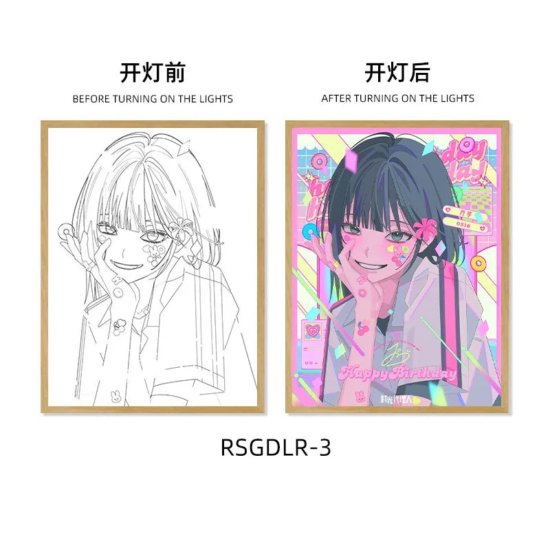 Link Click LED Light Box Painting Picture Frame Charles Lucas Jo  Anime peripherals Night Light Decoration Photo Frame Gift