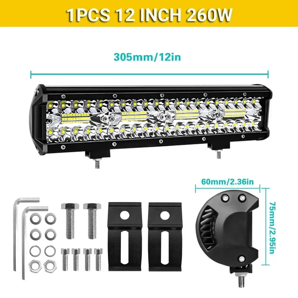 4/7/9/12/17/20 Inches Led Lightbar Vehicle 12V Work Light Bar Spotlight Boat Barra Led Driving Truck ATV SUV 4x4 Long Range
