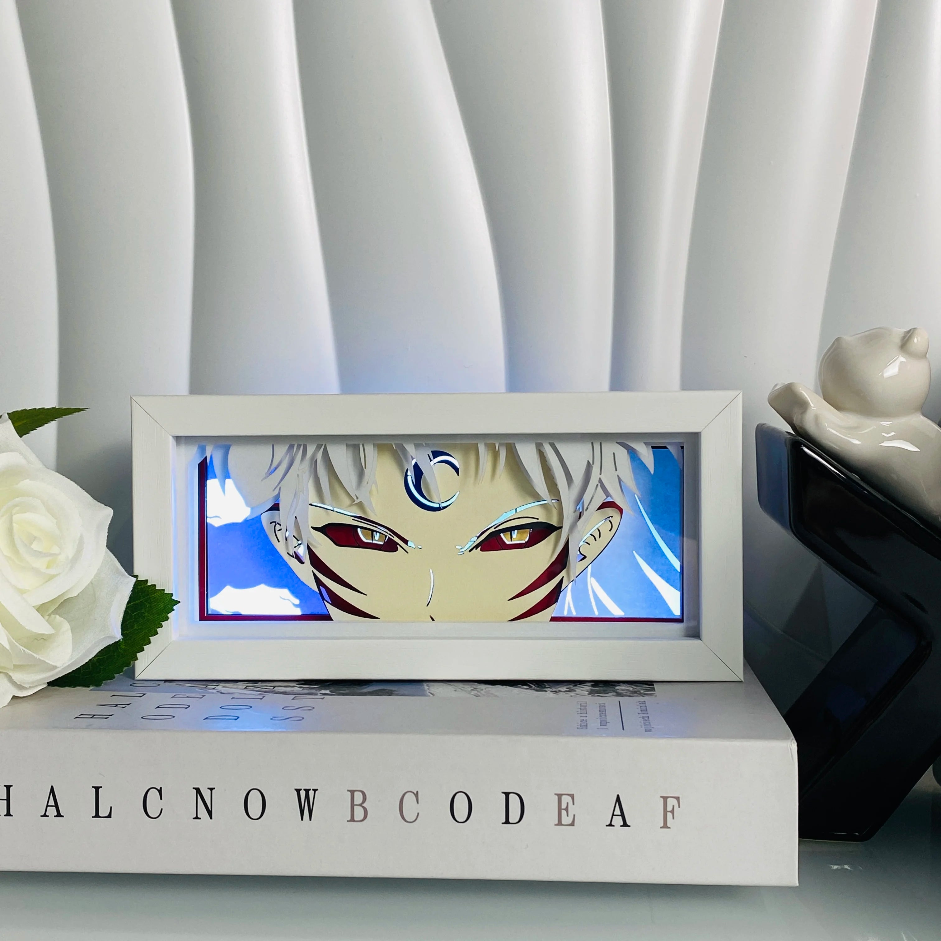 Anime Light Box Led Strip Lights Anime Eyes Shadow Box Picture Frame 3D Paper Carving Usb Table Lamp Mood Light Room Decor Gift