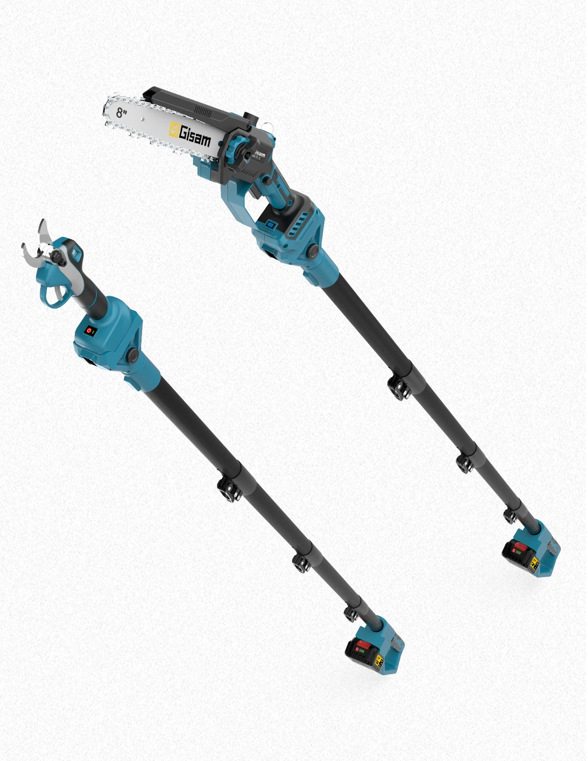 Gisam 4 in 1 Brushless High Branch Saw Chainsaw & Pruning Shears Garden Tool With Telescoping Pole For Makita 18v Battery Pin