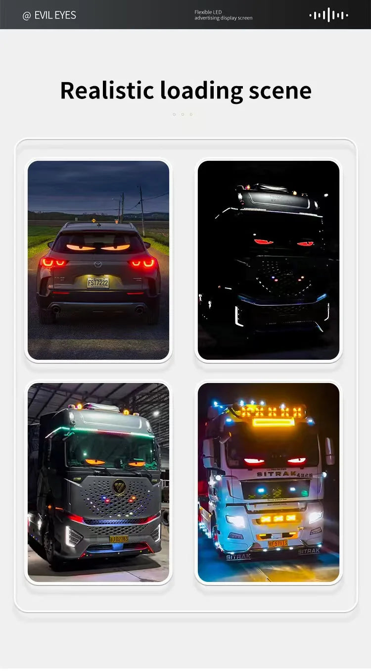 Devil's Eye Truck Windshield Remote Control Flexible Led Eye Animation Display Smart Scrolling Message Eye Soft LED Sign Board