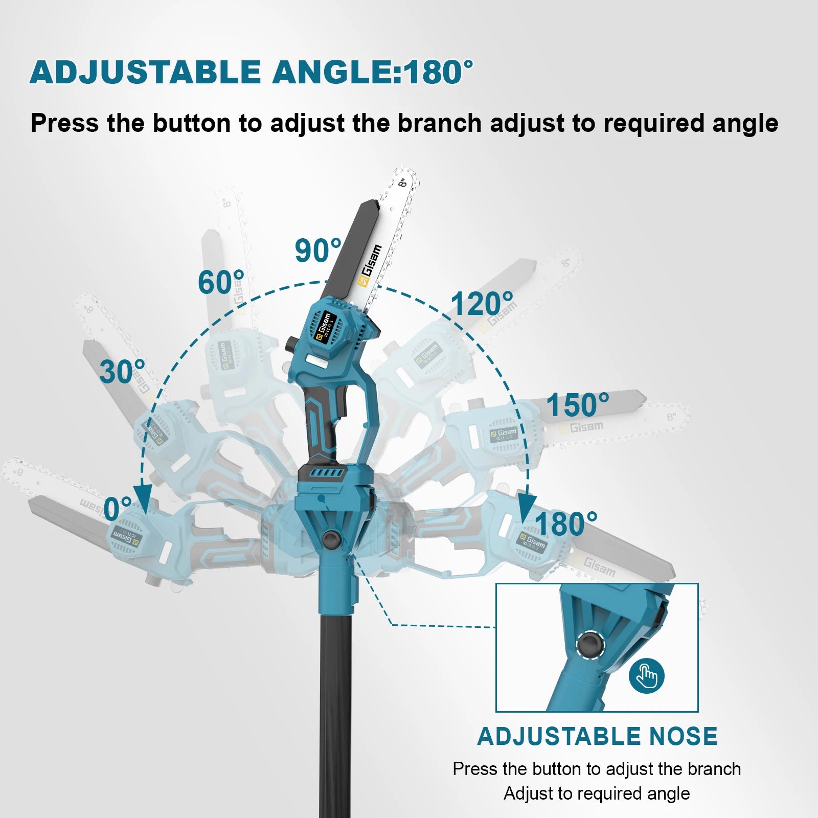 Gisam 4 in 1 Brushless High Branch Saw Chainsaw & Pruning Shears Garden Tool With Telescoping Pole For Makita 18v Battery Pin