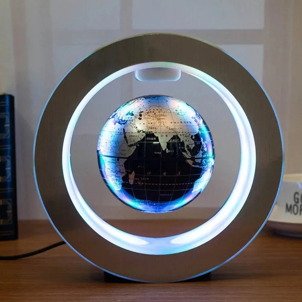 Floating Globe Levitating World Map Rotating Ornament LED Lamp for Bedside Light Novelty Floating Lamp Magnetic Levitation Globe