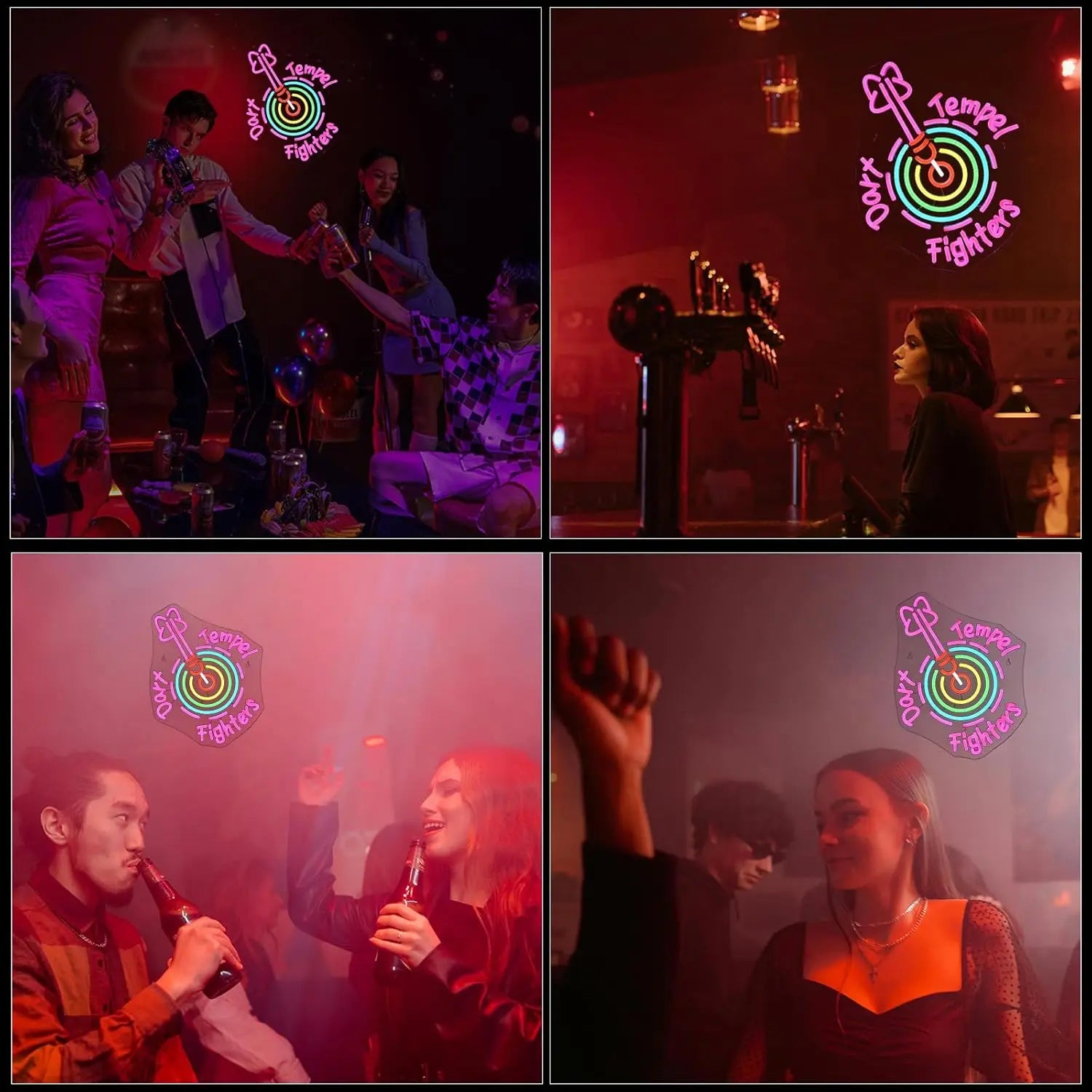 Dart Tempel Fighter Neon Sign Dart Board Light Neon Signs For Gaming Wall Decor Dimmable Colorful Gamer Girl Room Bedroom Game M