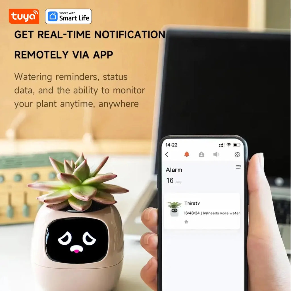 Ivy Tuya Smart Planter,Endless Fun Over 49 Rich Expressions,7 smart sensors,AI Chips Make Raising Plants Easy and Fun