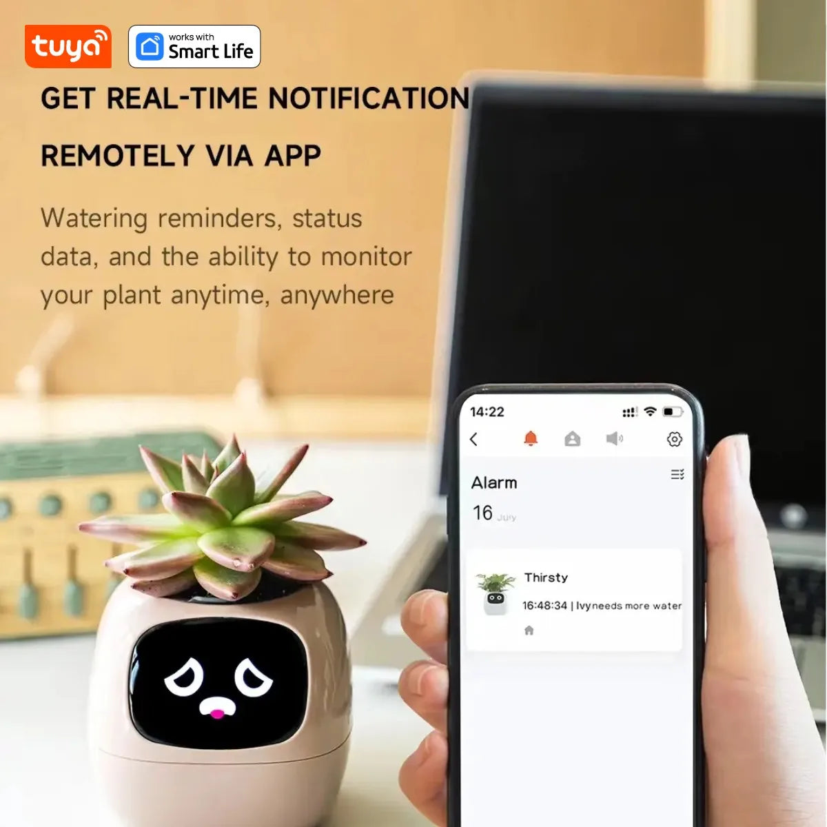 Ivy Tuya Smart Planter,Endless Fun Over 49 Rich Expressions,7 smart sensors,AI Chips Make Raising Plants Easy and Fun
