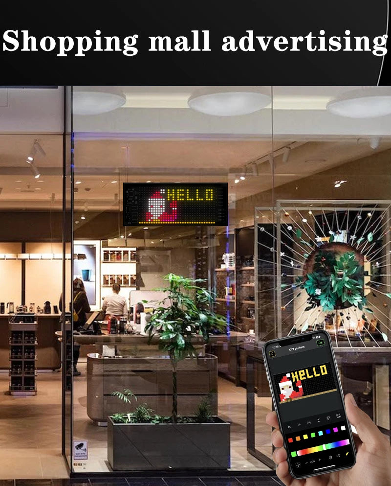 Car LED Matrix Pixel Panel DIY RGB Lighting Graffiti Scrolling Text Board Windshield Advertising Screen Bluetooth APP Control