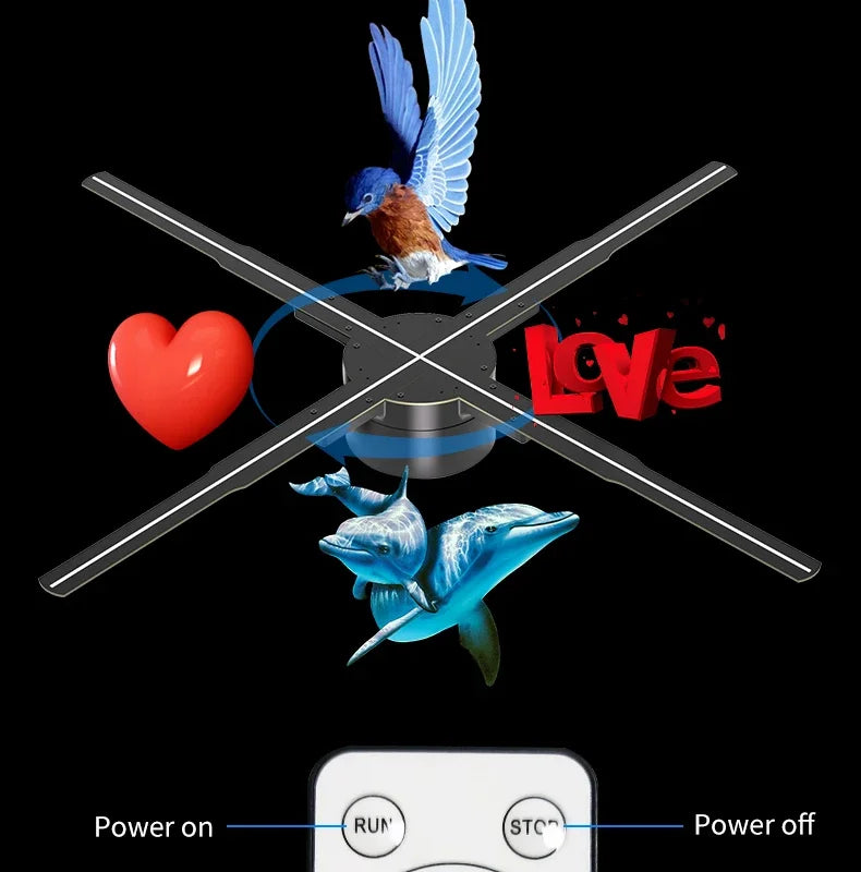 3D Hologram Fan LED Illuminated Sign Holiday Advertising Lights WIFI Remote Control Display Image Video Hologram Projecter