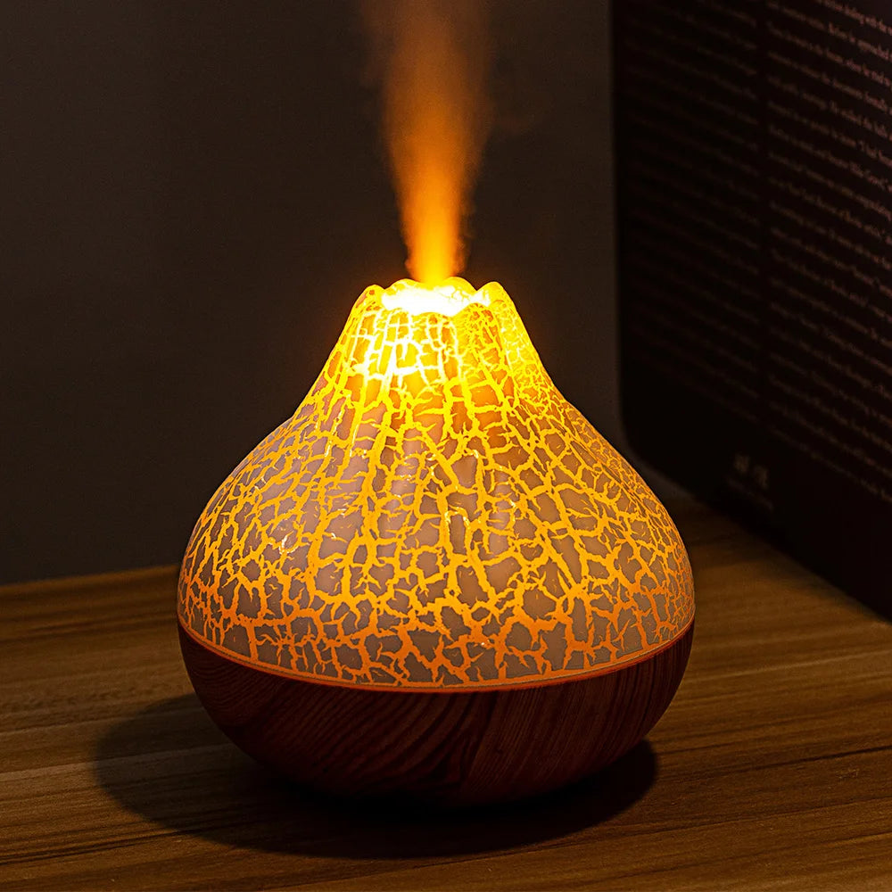 Volcano Air Humidifier Snow Mountain Essential Oils Diffuser Large Capacity Water Tank USB Aroma Diffuser Colorful Night Lights