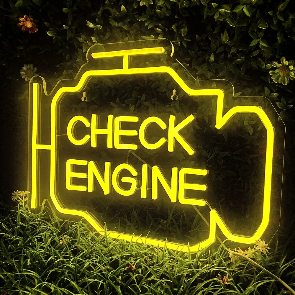 Check Engine Neon Sign Led Light Auto Room Garage Repair Shop Wall Decor Bar Party Club Luminous Atmosphere Lamp USB Power