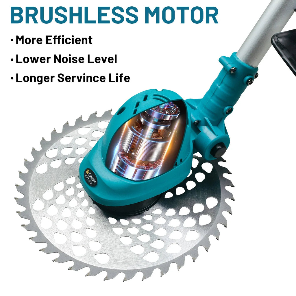 Gisam 10Inch Brushless Electric Lawn Mower Foldable Cutter Cordless Garden Grass Cutting Trimmer Tool For Makita 18V Battery Pin