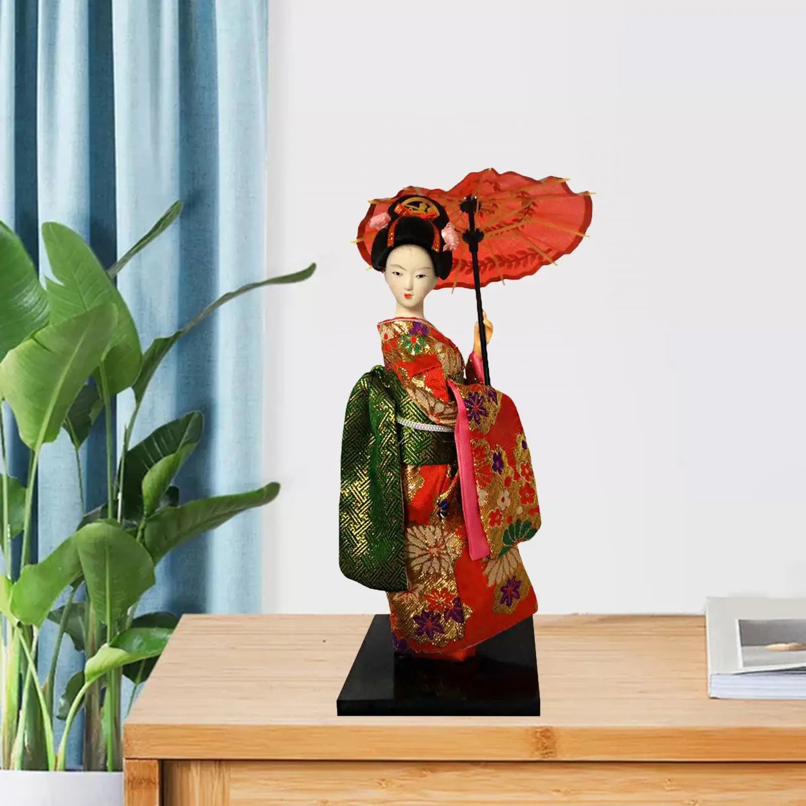 Japanese Geisha 9" Free Standing Oriental Ancient Kabuki Girl Statue Kimono Dolls Ornament for Shelf Table Home Office Decor