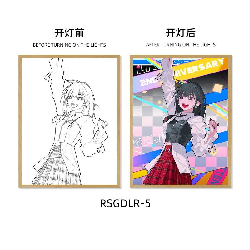 Link Click LED Light Box Painting Picture Frame Charles Lucas Jo  Anime peripherals Night Light Decoration Photo Frame Gift