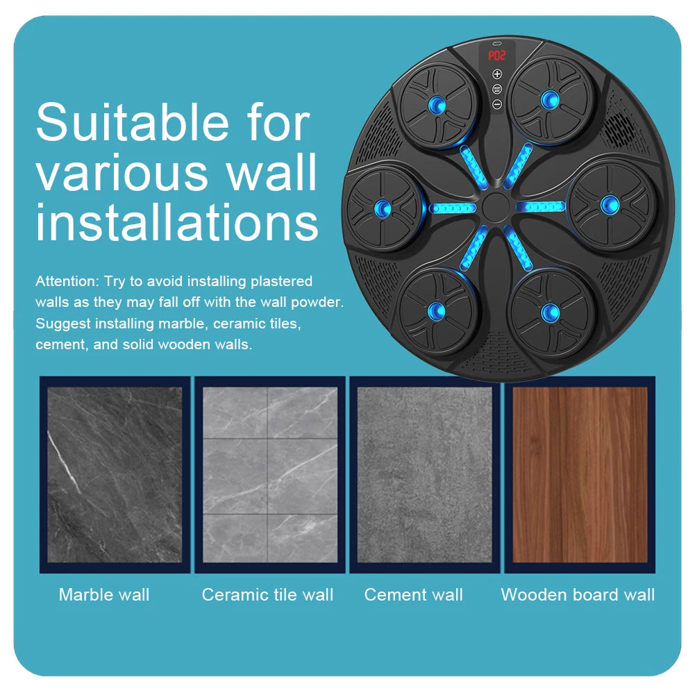 Music Boxing Machine Boxing Reaction Wall Target Type C USB Charging Boxing Training Punching Equipment with Gloves for Home Gym