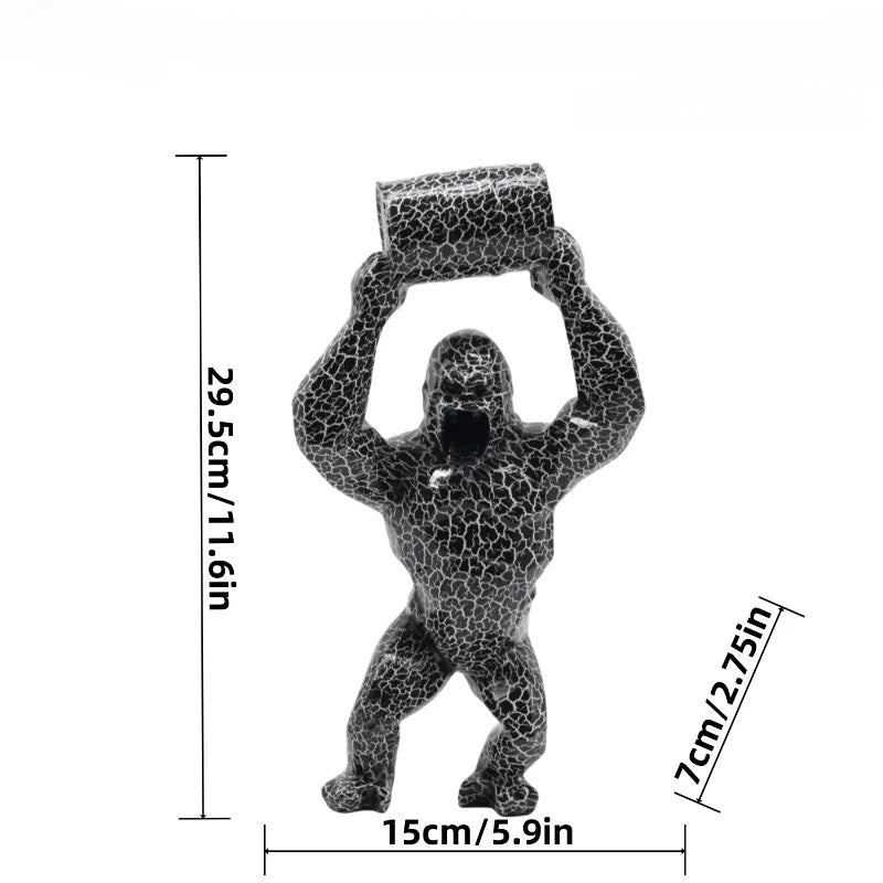 ERMAKOVA Creative Resin Sculpture Gorilla Decoration Lift The Bucket Gorilla Figure Statue Living Room Cabinet Decor