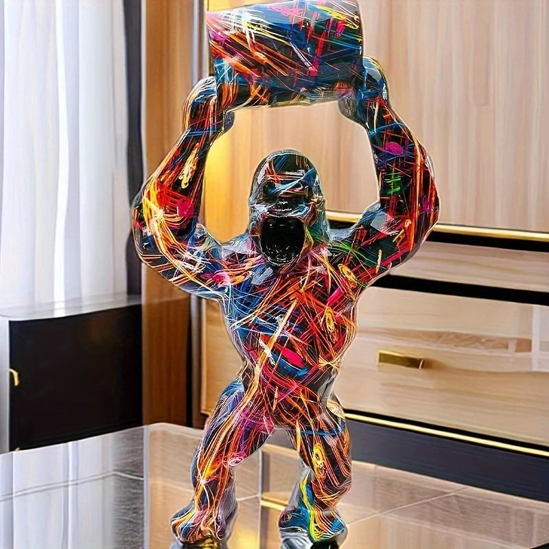 1pc Creative Nordic Animal Orangutan Resin Sculpture Art Statue Nordic Home&Room Decoration Scene Decor, Theme Party Decor