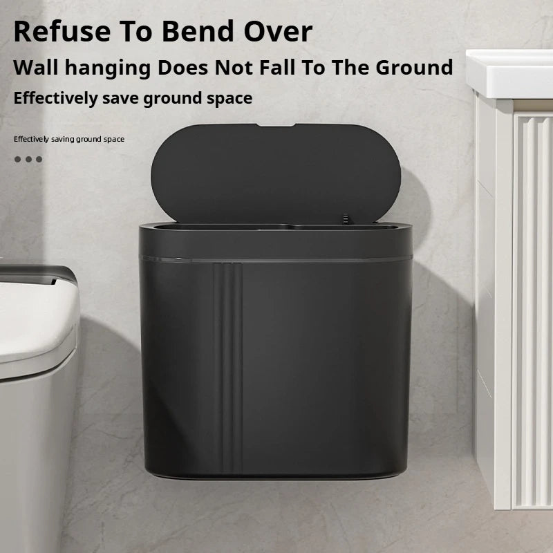 9L Smart Sensor Trash Can Wall Mounted Narrow Bathroom Toilet Garbage Bin Kitchen Automatic Wastebasket Waterpoof Waste Bin