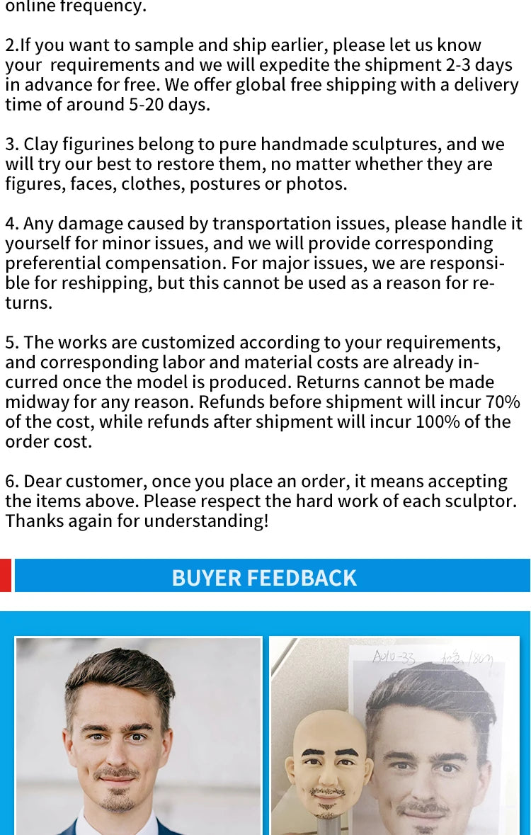 Custom Bobblehead Figurines,Full Body Customization Ai Figure,Personalized 3D Clay Doll Based on Picture,Christmas Gift For wife