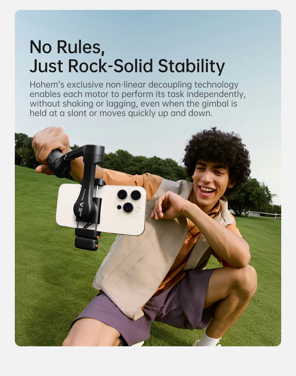 Hohem iSteady V3 Ultra Gimbal Stabilizer for iPhone with AI Auto Tracking Detachable Touchscreen Remote Phone Gimbal