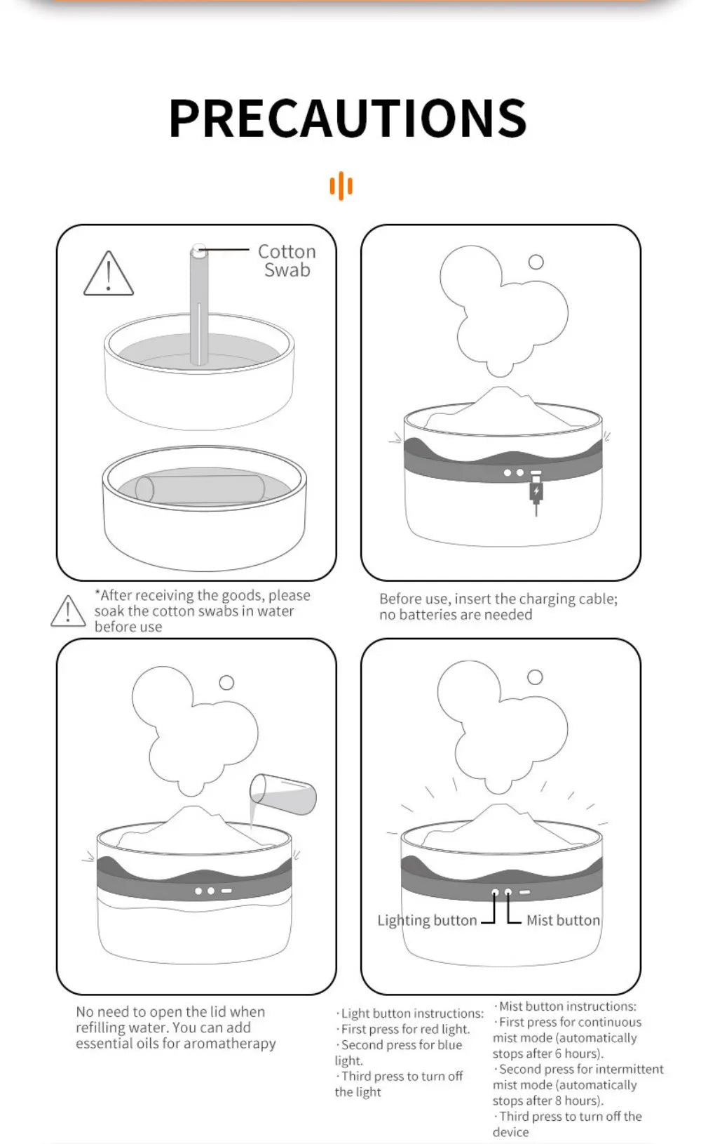 Volcano Air Humidifier Snow Mountain Essential Oils Diffuser Large Capacity Water Tank USB Aroma Diffuser Colorful Night Lights