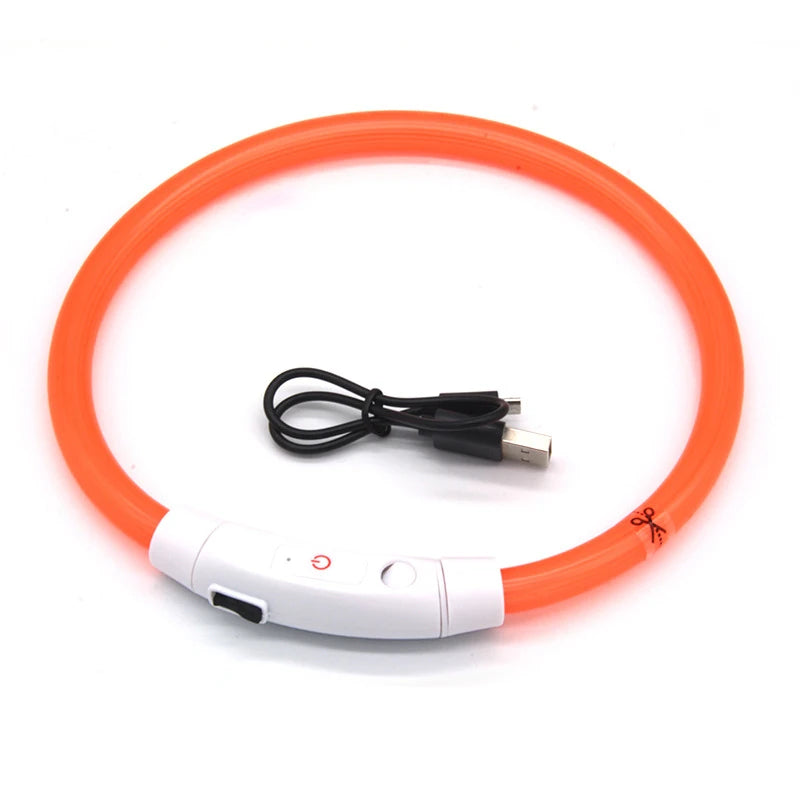 Multi-Color PVC LED Fiber Optic Dog Collar USB Rechargeable Night Safety Light 40/50/70cm Sizes Available Pet Collar1pc