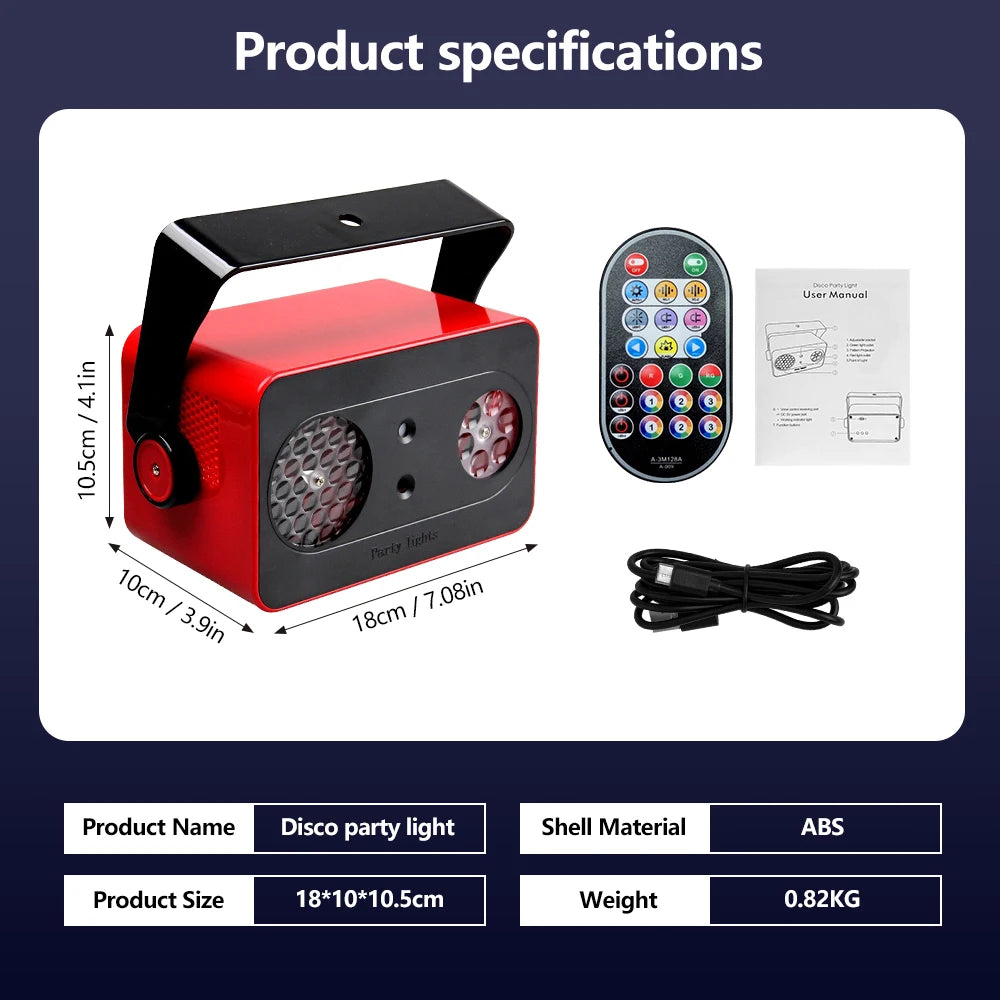 Disco Party Stage Night Light Sound Activated LED Stage Lights Strobe Pattern Light For Christmas Dancing Parties