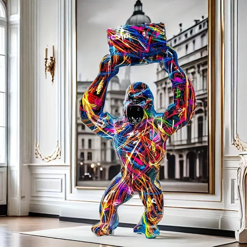 1pc Creative Nordic Animal Orangutan Resin Sculpture Art Statue Nordic Home&Room Decoration Scene Decor, Theme Party Decor