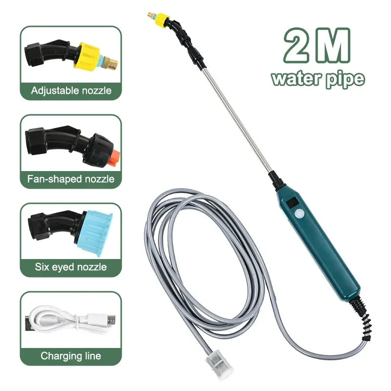2400mAh Electric Garden Sprayer, High Pressure Portable Gardening Tool with 3 Mist Nozzles for Plant Watering Irrigation
