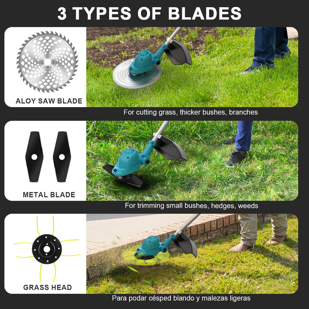 Gisam 10Inch Brushless Electric Lawn Mower Foldable Cutter Cordless Garden Grass Cutting Trimmer Tool For Makita 18V Battery Pin
