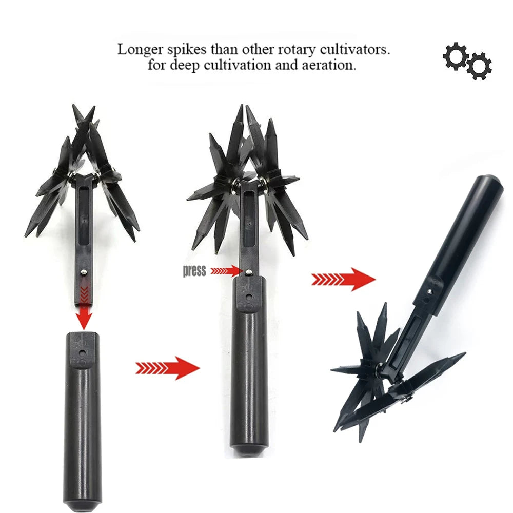 Garden Rotary Tiller, Manual Hand Tool for Soil Loaning & Ventilation, Wear Resistant Cultivator for Autumn Fall Gardening Care