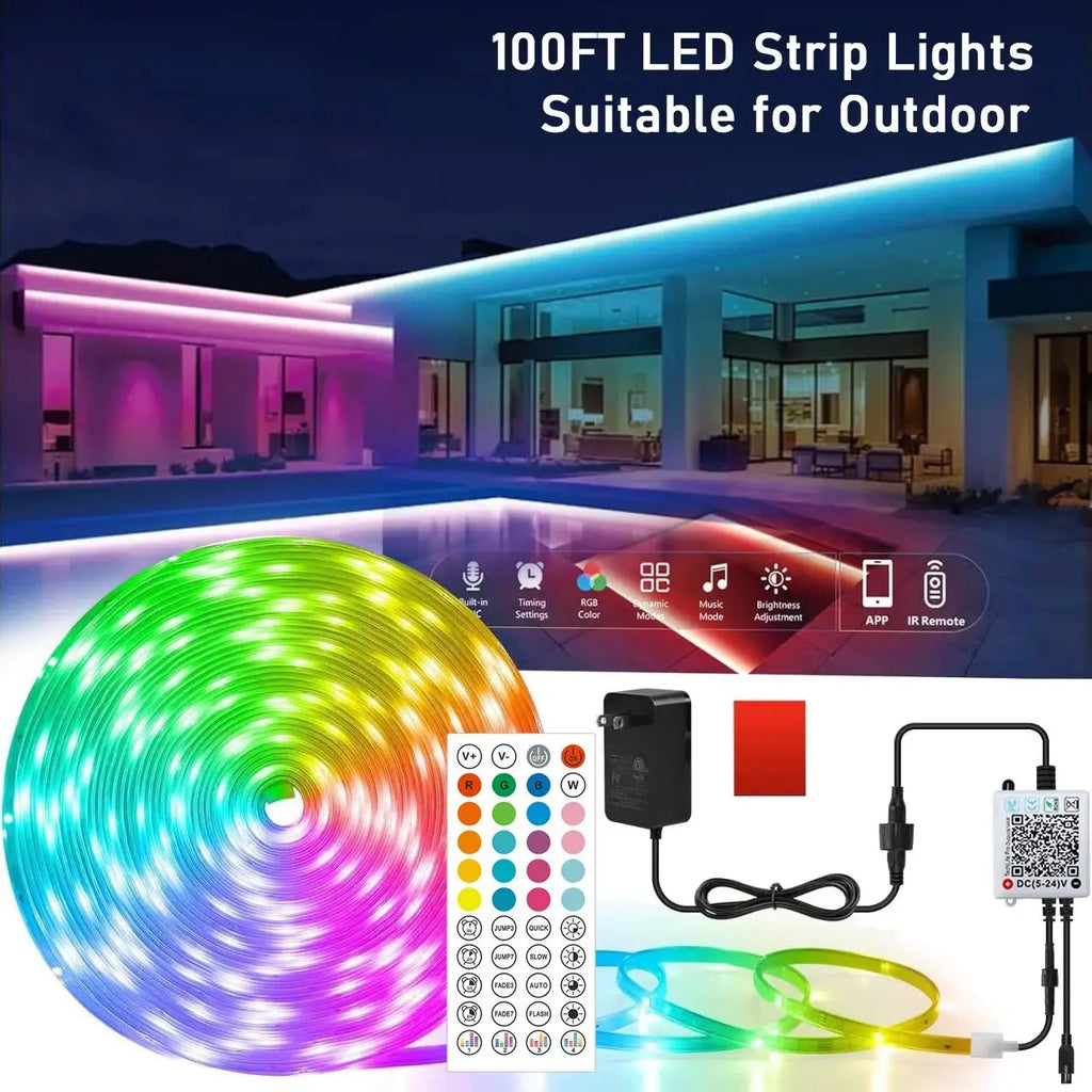 10m 20m 30m 40m DC24V Led RGB Strip Light Bluetooth App Music Sync Led Lights Flexible Ribbon Diode Tape for Gaming Room Deco