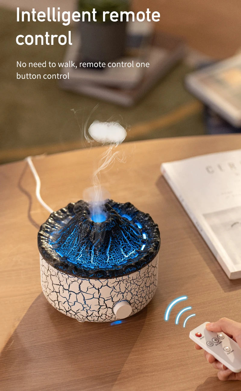 Air Humidifier Aromatherapy Essential Oil Diffuser Cool Mist Diffuser, Flame & Volcano 2 Mist Mode, for Bedroom,Office,Yoga,Gift