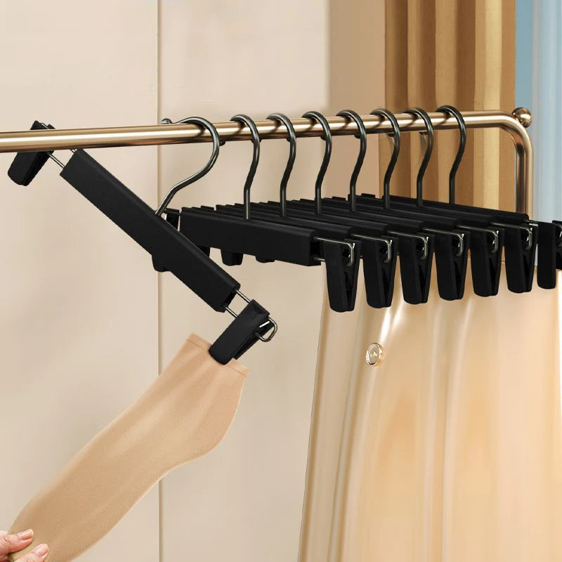 5/10PCS Pants Hanger Adjustable Clips Space Saving Anti-Slip Metal Rack Women's Skirt Clothes Organizer Socks Lingerie Racks