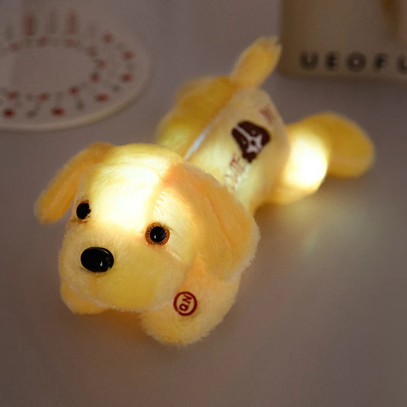 Luminous Dog Plush Toy Cute Cartoon Stuffed Soft Lying Animal Doll Anti Stress Home Decor Toys Gift Birthday Party Toys Kids