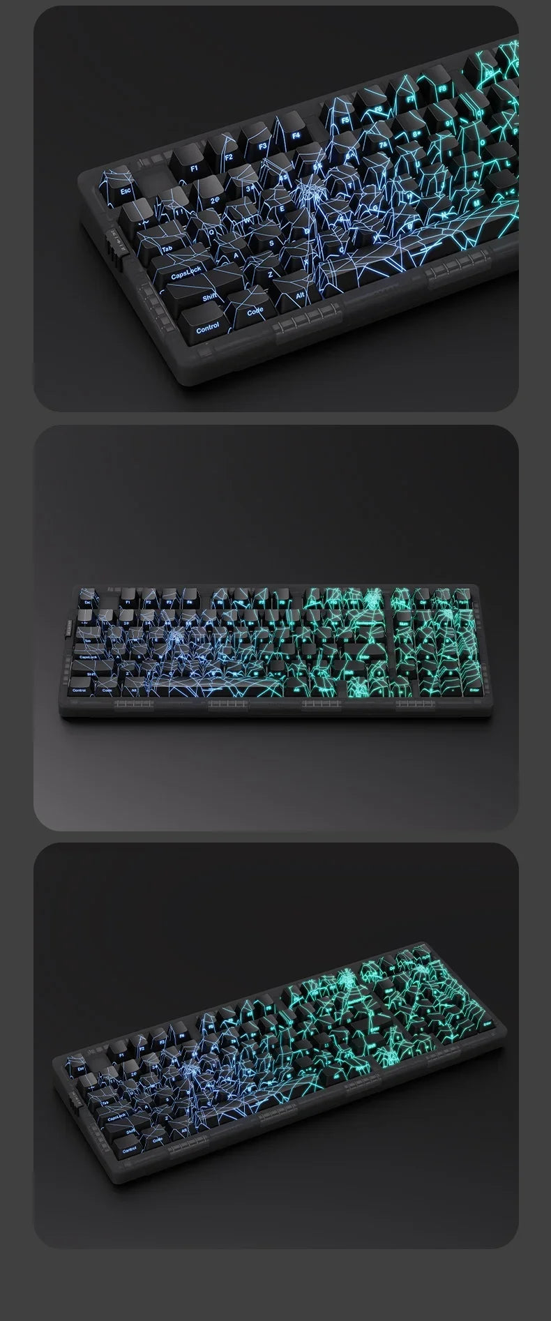 ZORNHER Zuohe ZH980 Spider Web Mechanical Keyboard 3mode RGB Wireless Gaming Keyboards Hot Swap Customise Pc Accessories Gifts