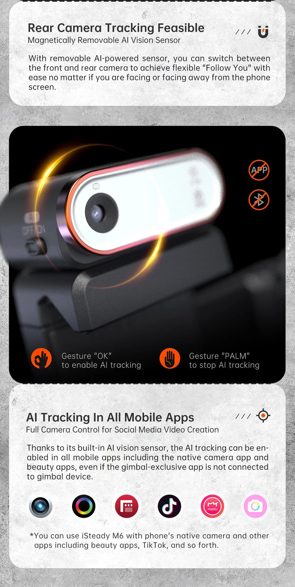 Hohem iSteady  M6 3-Axis Handheld Stabilizer hohem m7 Gimbal for Smartphone w Magnetic Fill Light Face Tracking pk weebill m7