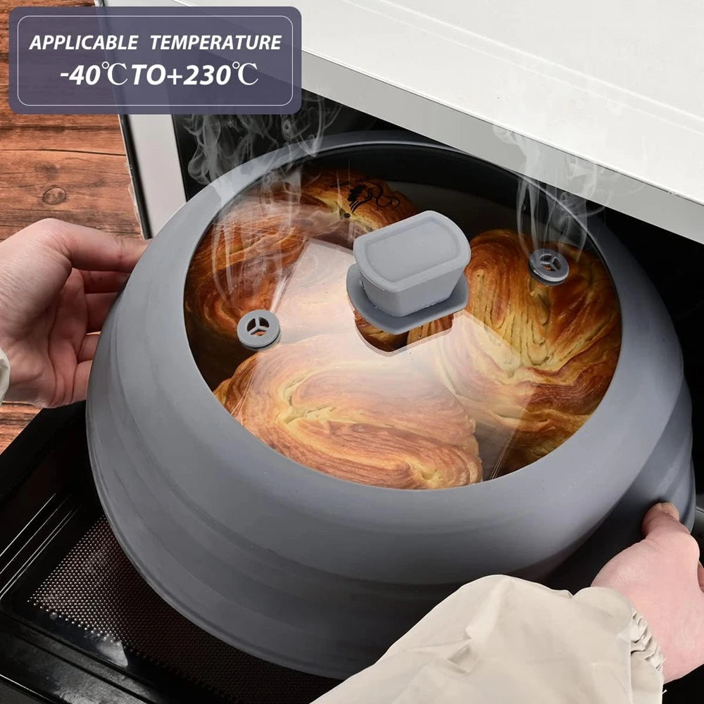 Microwave Splatter Cover Glass Microwave Cover for Food 10.5inch Foldable Microwave Plate Cover Silicone Splash Guard Food Cover