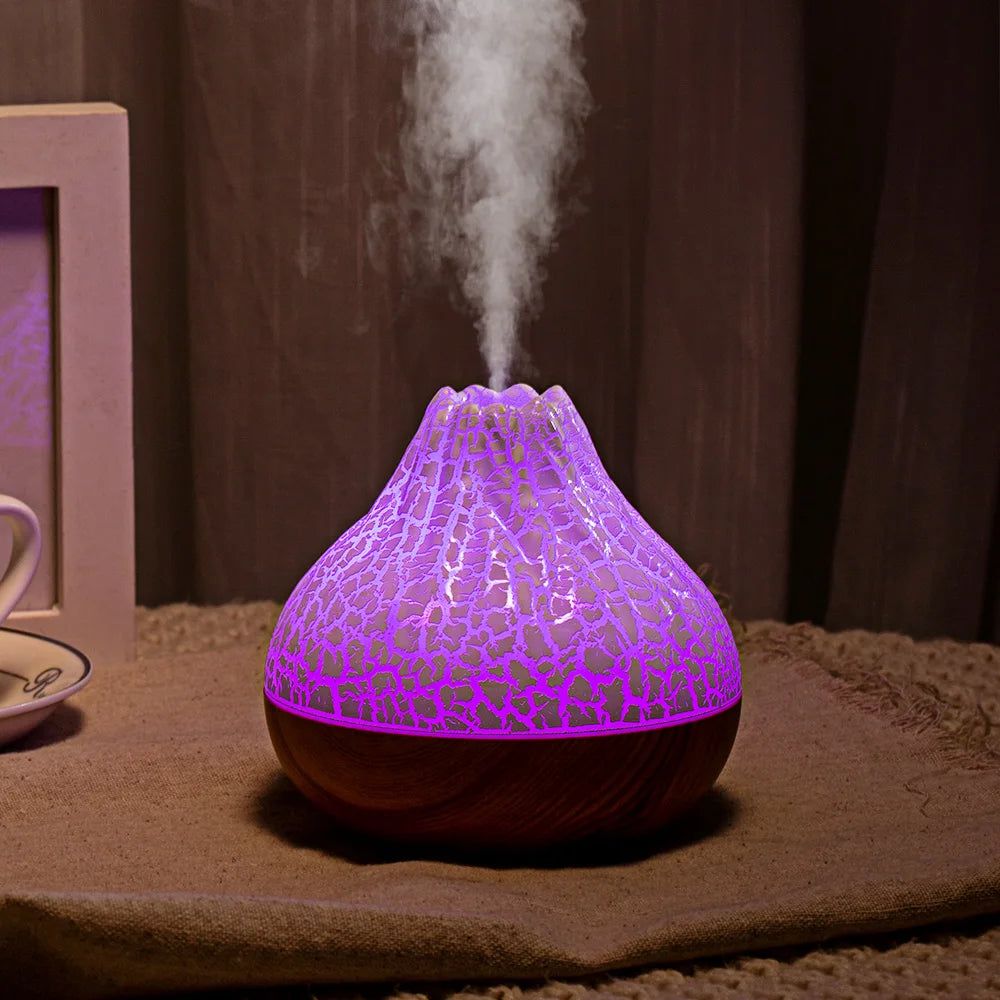 Volcano Air Humidifier Snow Mountain Essential Oils Diffuser Large Capacity Water Tank USB Aroma Diffuser Colorful Night Lights