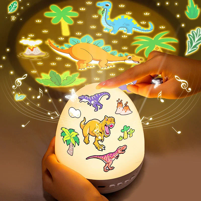 Dinosaur Egg Night Light Projector for Kids Rotating Star Projector with Soothing Music Box & 21 Films, USB Baby Nightlight Gift