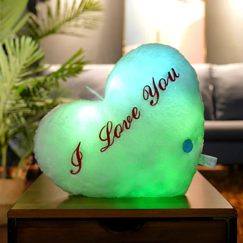 Light Up LED Love Heart Plush Toy Soft Plush Stuffed Luminous Love Throw Pillow Cushion Room Party Decoration Kids Birthday Gift